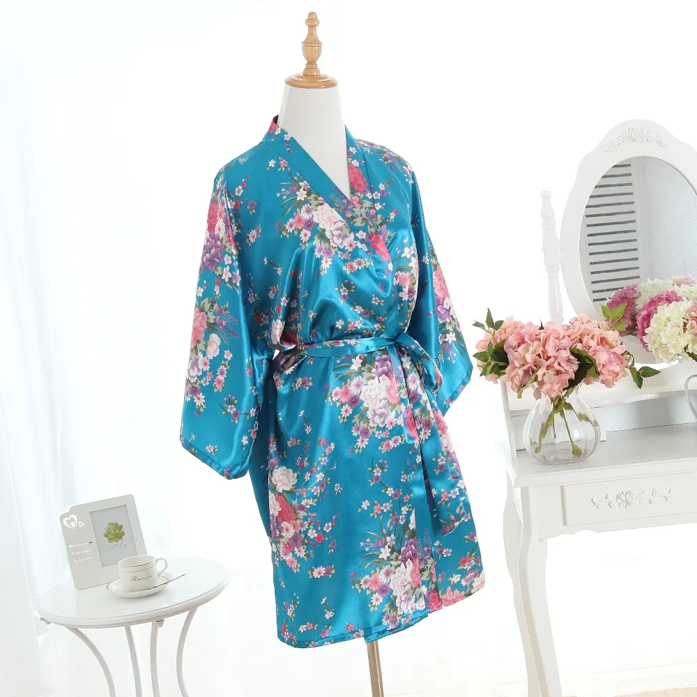 Женский халат кимоно Cherry robe голубой для сна домашний подружки невесты|Халаты| |