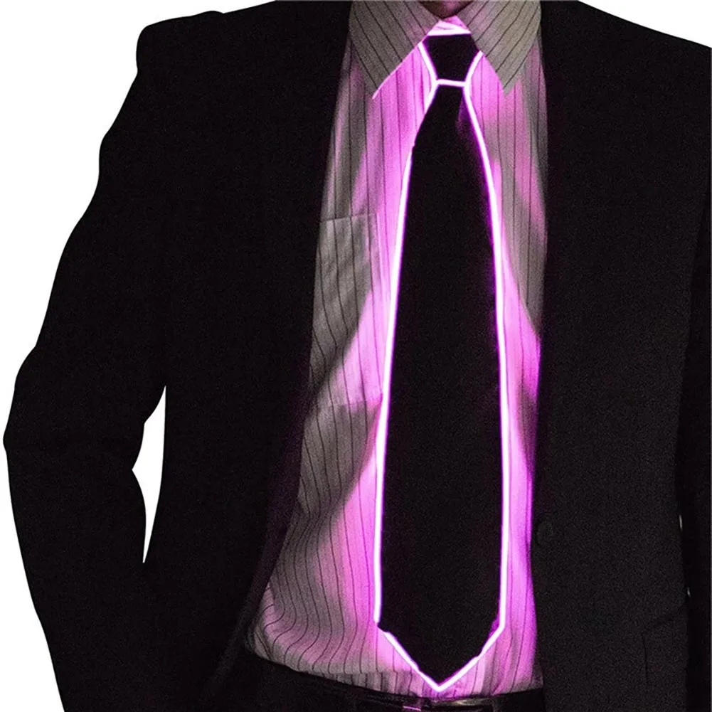 purple EL Tie светодиодный светящийся светильник светящийся полосатый светящийся галстук для мужчин Клубные Косплей вечерние костюмы светящиеся Принадлежности для бара шоу - Цвет: purple