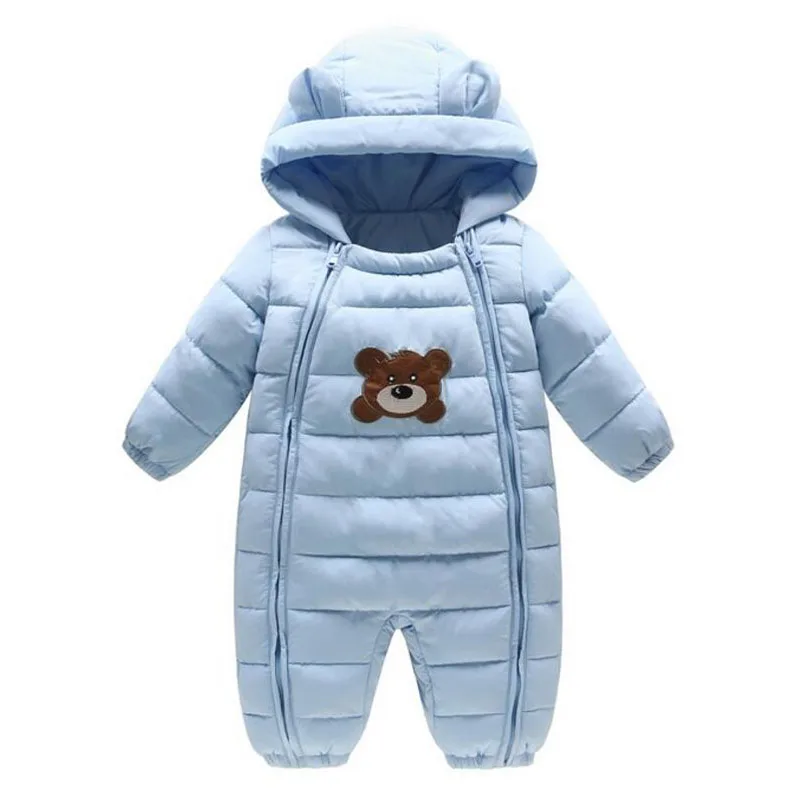 Детские Зимние Боди с рисунком медведя Цельная хлопковая плотная стеганая