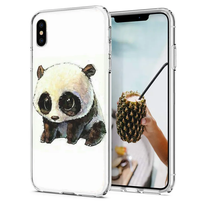 Soft Phone Case For iPhone X XS XR Covers TPU Colorful Cute Cat Panda Rabbit Painted Fundas iPhone6 7 Max E109 |