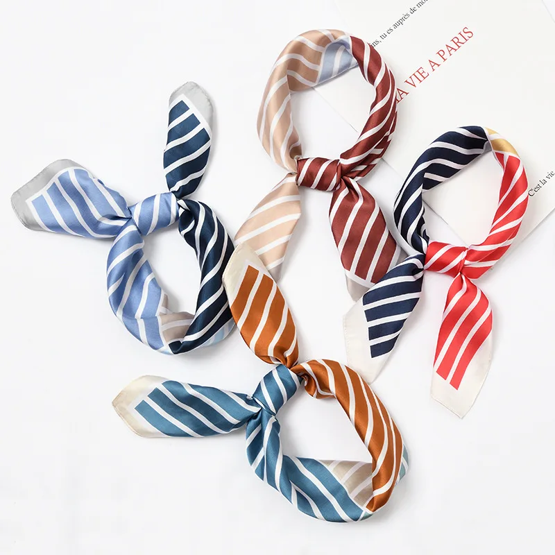 

Scarves Women Printed Elegant Square Silk Decorative Neck Wraps Head Scarf Trendy Simple Korean Style Student All-match Chic
