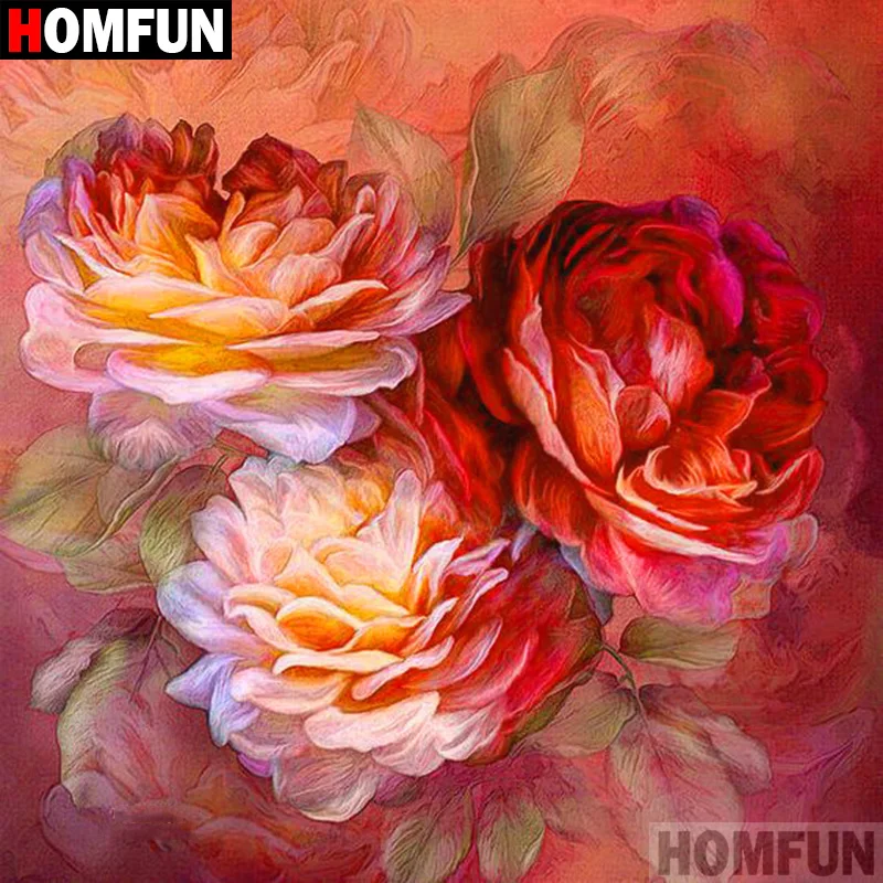 HOMFUN Full Square/Round Drill 5D DIY Diamond Painting &quotpeony flower&quot 3D Embroidery Cross Stitch Home Decor A18587 | Дом и сад