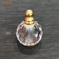 lux cut natural crystal faceted gems stone perfume bottle pendant mid century vintage jewelry essential oil diffuser necklace