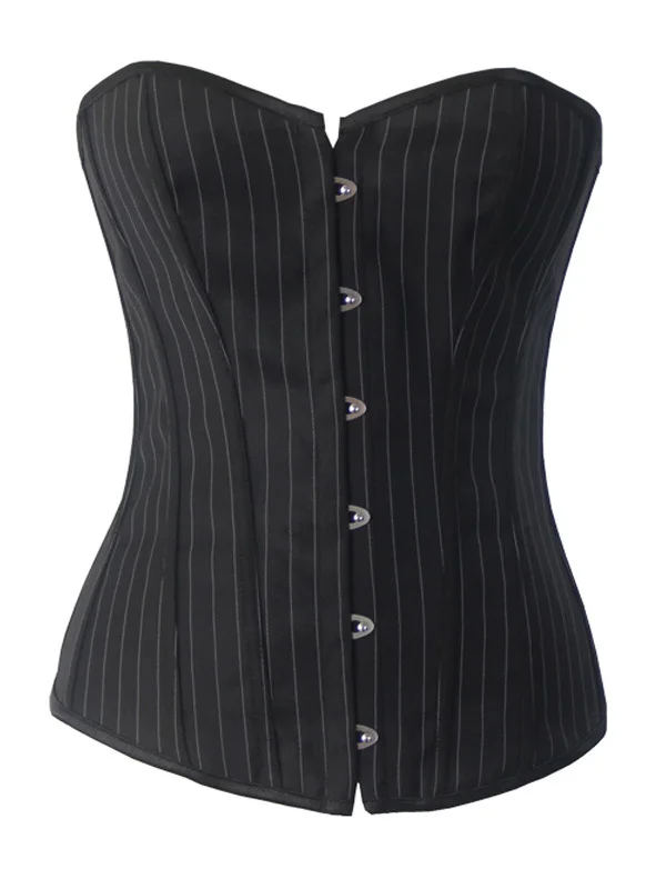 Cheap Women Black Striped Sexy Shaping Slimming Push Up Overbust Strapless Gothic Corset Top Corpete Corselet Bustier For Sale | Женская