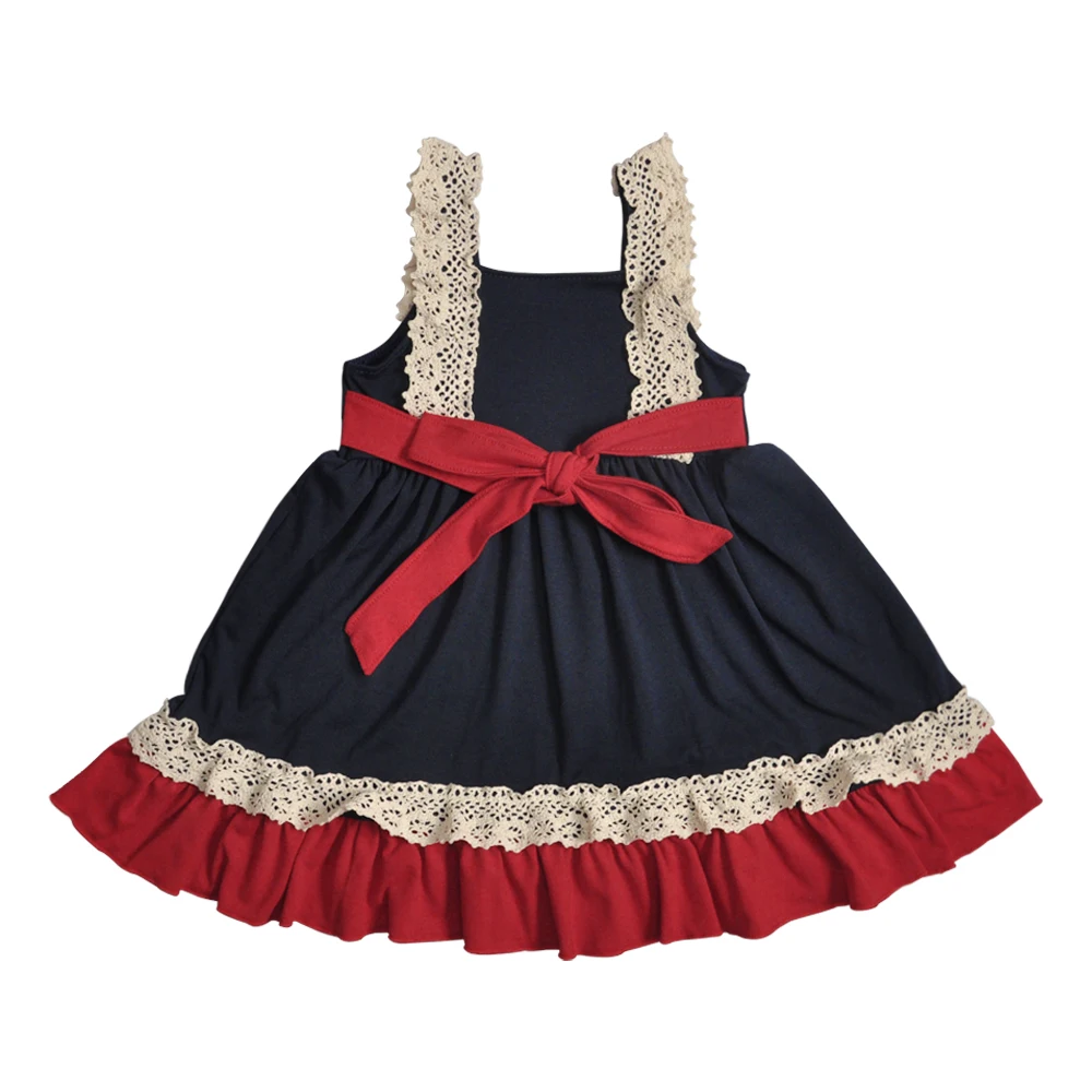 Children Sleeveless Knitted Cotton Dress Baby Girl Boutique Clothing Remake Lace LYQ805-174 | Детская одежда и обувь