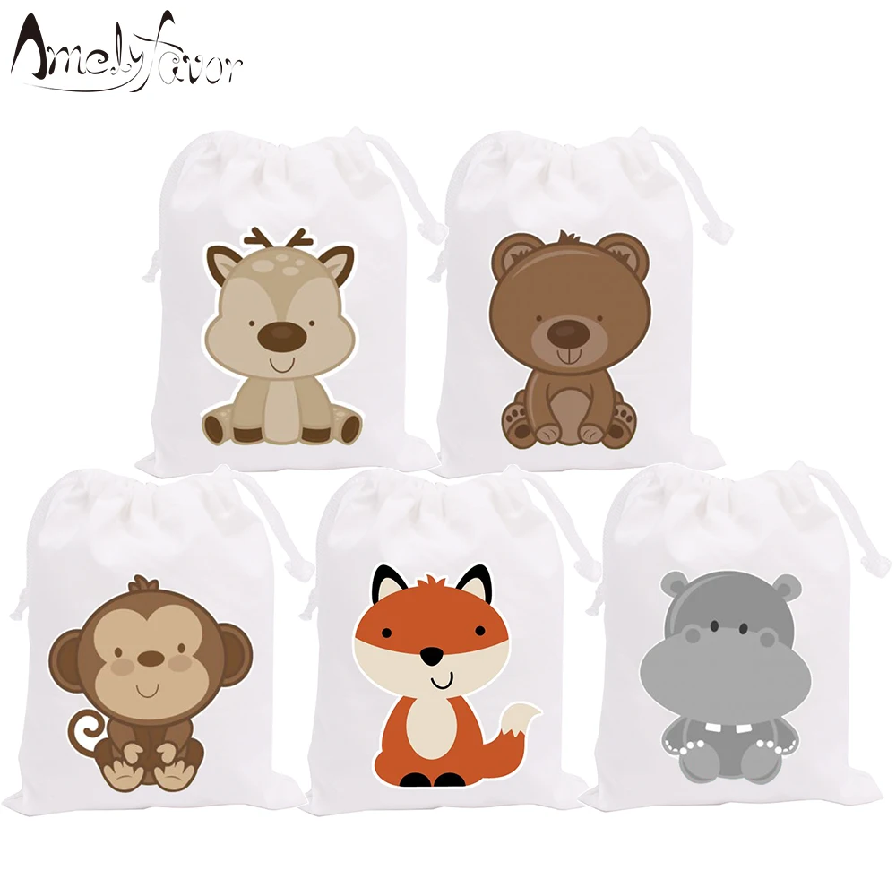 

Woodland Animals Theme Party Favor Bags Monkey Fox Gift Bag Series 2 Animal Baby Shower Birthday Party Decorations Supplies