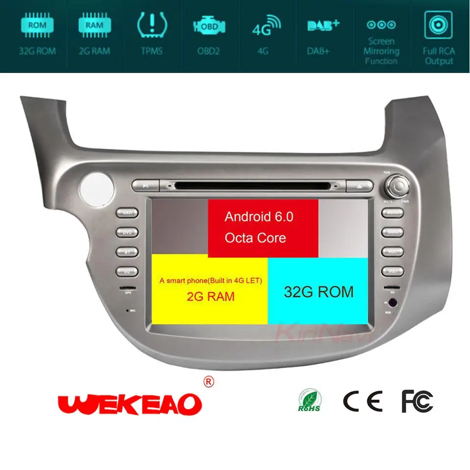 Wekeao автомобильный мультимедийный плеер для Honda Jazz 2009 2013 Поддержка онлайн карту