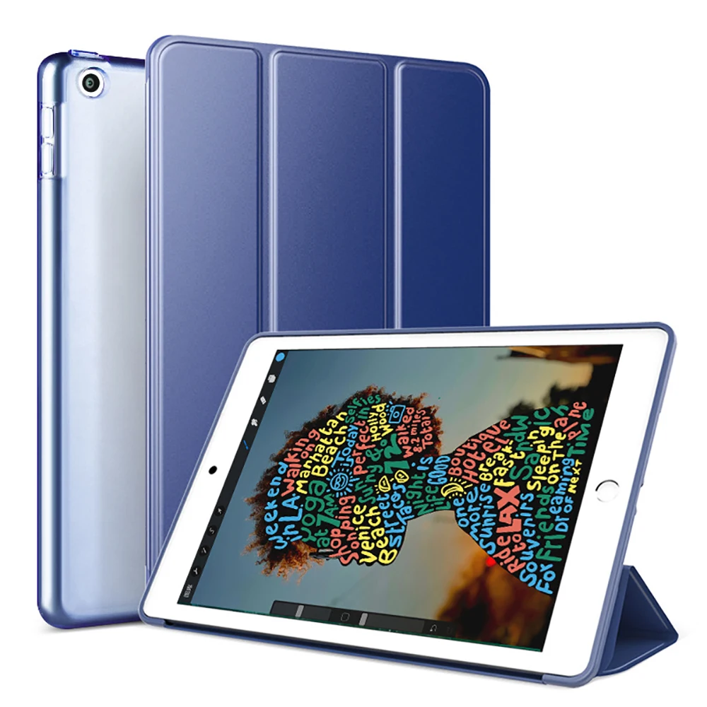 Navy Blue Для нового iPad 9,7 дюйма модель выпуска чехол многоцветный PU смарт-чехол Магнитный спящий Пробуждение оболочки A1822 A1823 A1893 A1954 - Цвет: Navy Blue