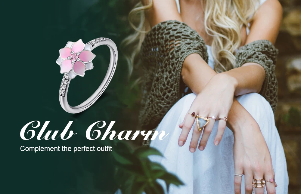 Jewelrypalace стерлингового серебра 925 Магнолия кубического циркония градиент розовый