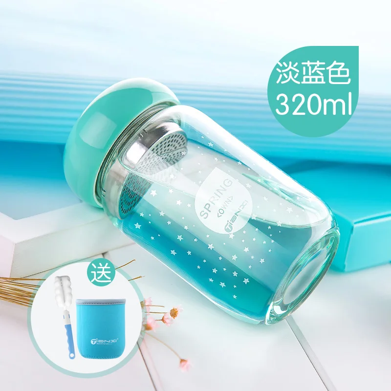 320 мл бутылки для воды Tianxi стеклянный портативный креативный чайник с крышкой