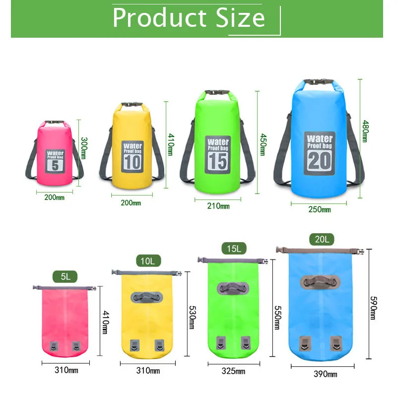 

10L 15L Waterproof Swimming Backpack Bag Surfing Storage Bag Adjustable Portable Rafting Diving Dry Bag For Beach Sandbeach Use
