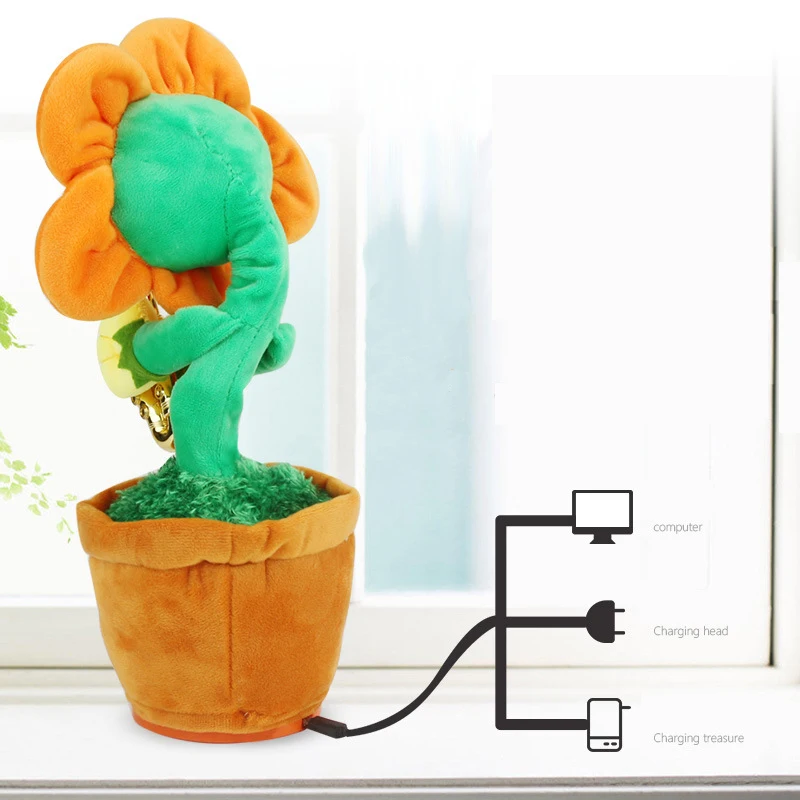 Очаровательный цветок Подсолнух подсолнух версия Bluetooth зарядка Танцы Плюшевые