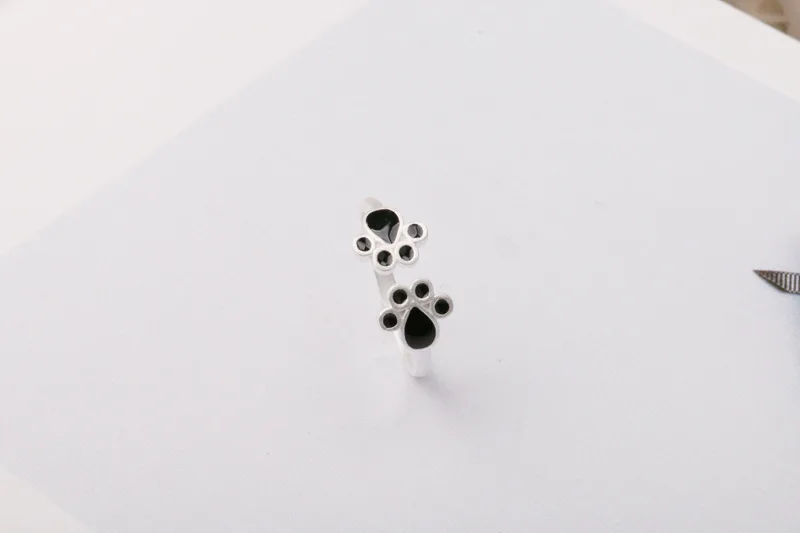 YoYoRan12pcs/lot fashion jewelry drop oil dog cat footprint clip finger ring cartoon pet footmark 30% silver metal gift | Украшения и