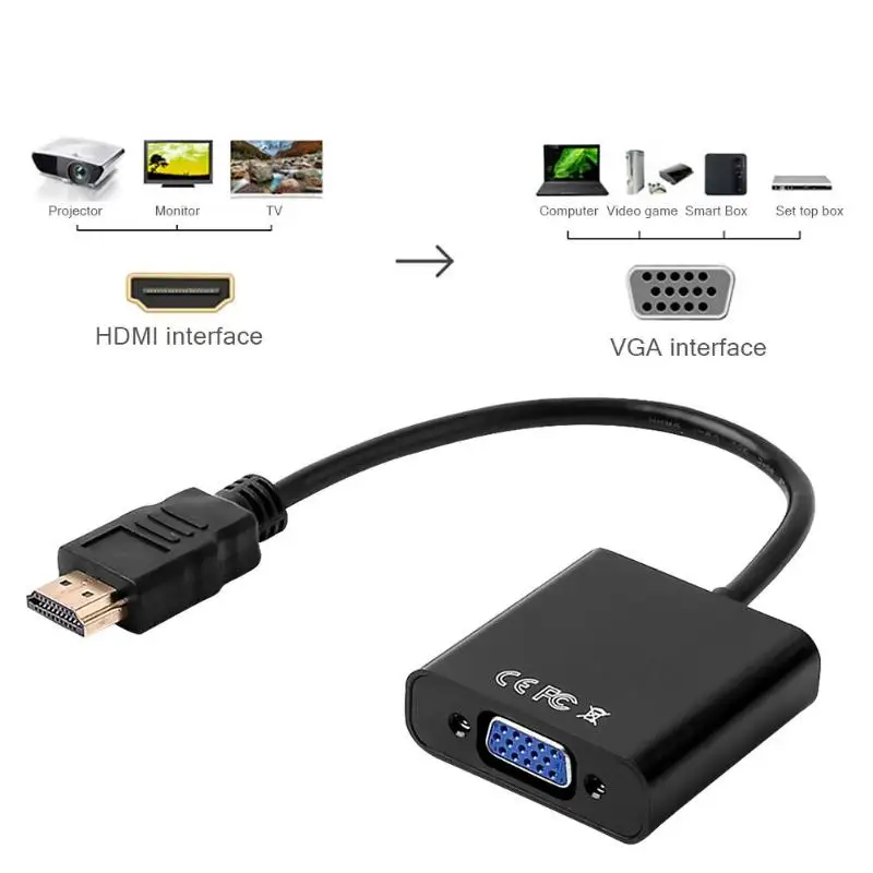 HDMI к VGA адаптер провод поддержка горячей замены позолоченный 1080P конвертер «Папа-мама» аудио-видео кабель Поддержка HDCP 1,0/1,1/1,2