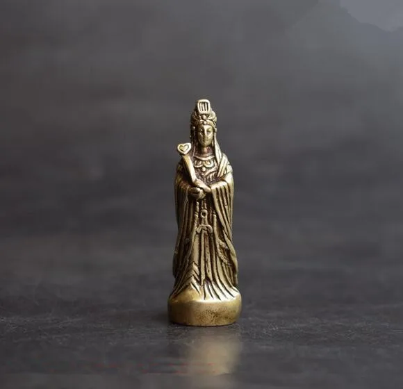 Chinese Pure brass Sea god Ma Zu Buddha small statue | Дом и сад