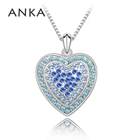 anka heart cystal jewelry love pendant necklace jewelry collares mujer accessories mix colorful heart necklace 84065