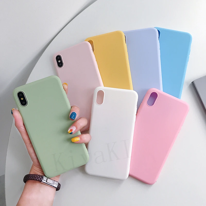 Однотонный силиконовый чехол s для iphone XR X XS Max 11 Pro 6 6S 7 8 Plus 5 5S SE чехол карамельный цвет мягкий простой чехол для телефона