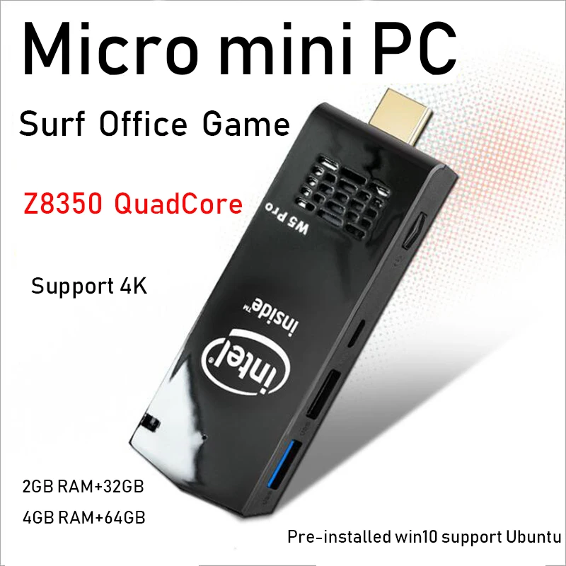 Карманный мини компьютер Windows 10 Intel atom Z8350 4 ГБ 64 2 ГГц и 5 8 Wi Fi Bluetooth 0 ПК|Мини ПК| |