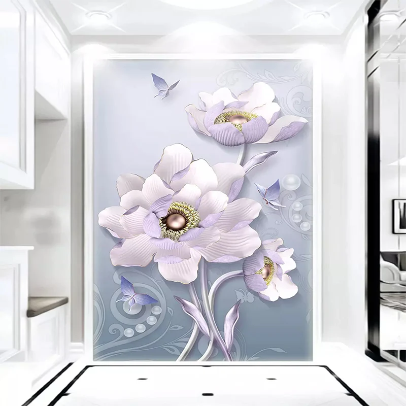 На заказ любой размер росписи 3D тисненый пион современный минималистский