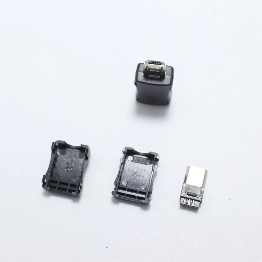 10 комплектов микро usb 5 контактный Т порт штекер соединитель черный пластиковый