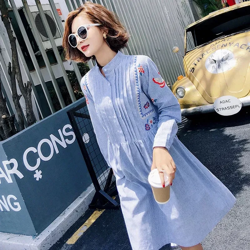 Платья для будущих и кормящих мам Новое поступление Полосатое хлопковое