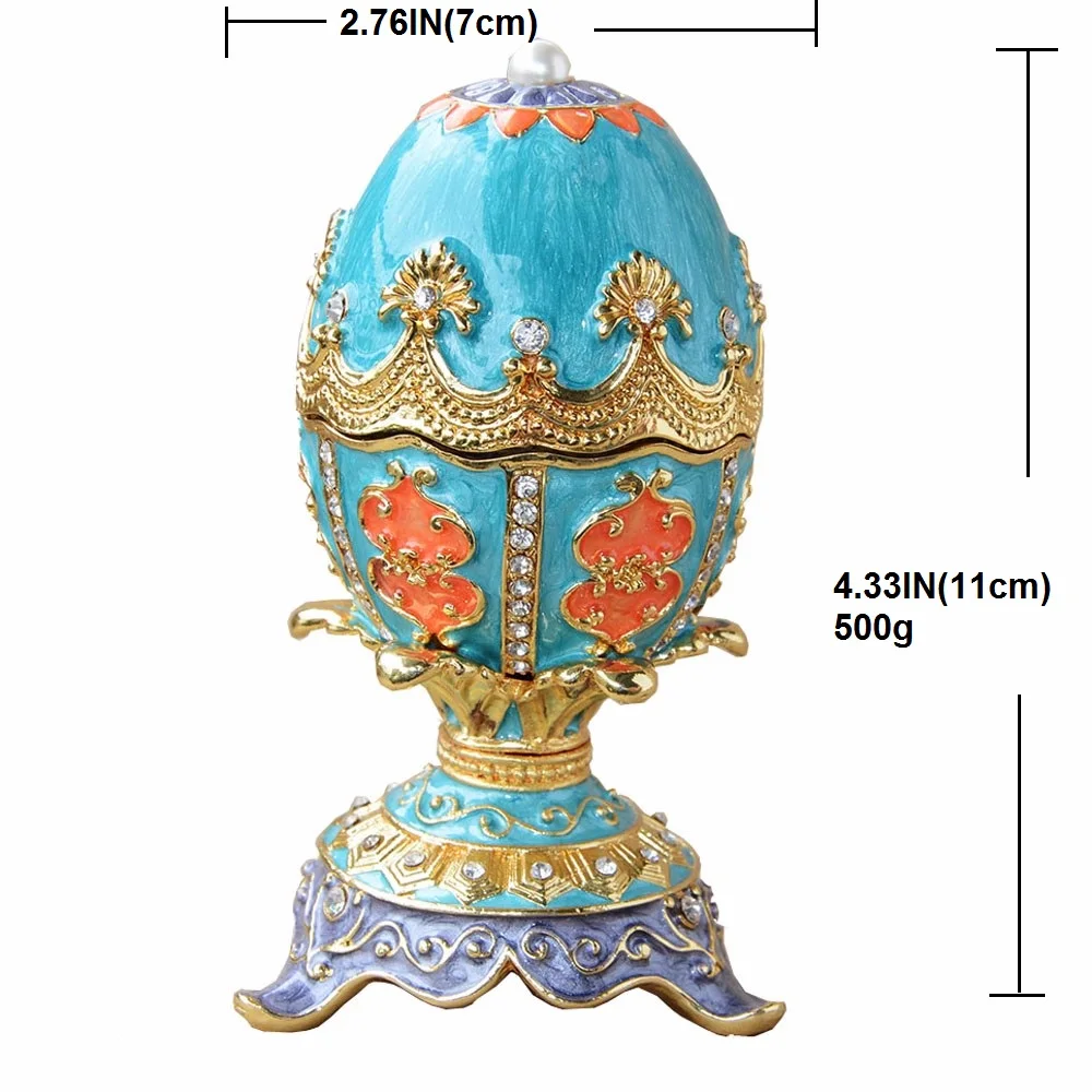 Пасха синий русский faberge украшения для яиц безделушка кольцо коробка винтажный Декор металлический сплав ремесла подарок на день рождения для нее рождественские подарки
