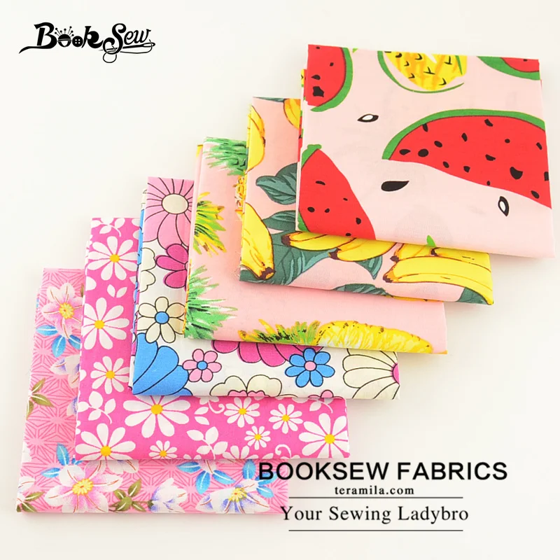 Booksew 100% хлопок поплин Ткань цветов и фруктов серии Дизайн 6 шт./лот Жир Квартал