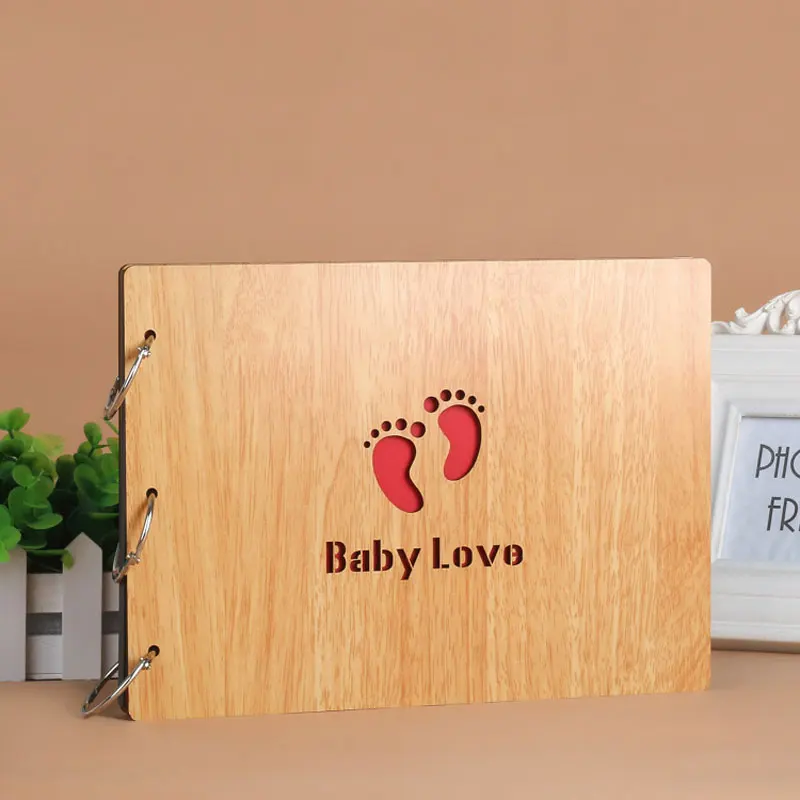 Little Feet 10 дюймов большие фото Стикеры для альбомов скрапбукинга полый Деревянный чехол DIY детская книга для скрапбукинга фотоальбом путешествия свадебные альбомы подарок - Цвет: Little Feet
