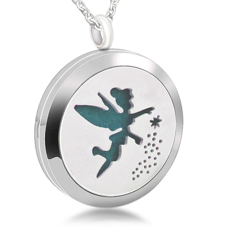 5pcs Aromatherapy Essential Oil Locket Stainless Steel Necklace Jewelry Charm Angel Perfume Diffuser Pendant |