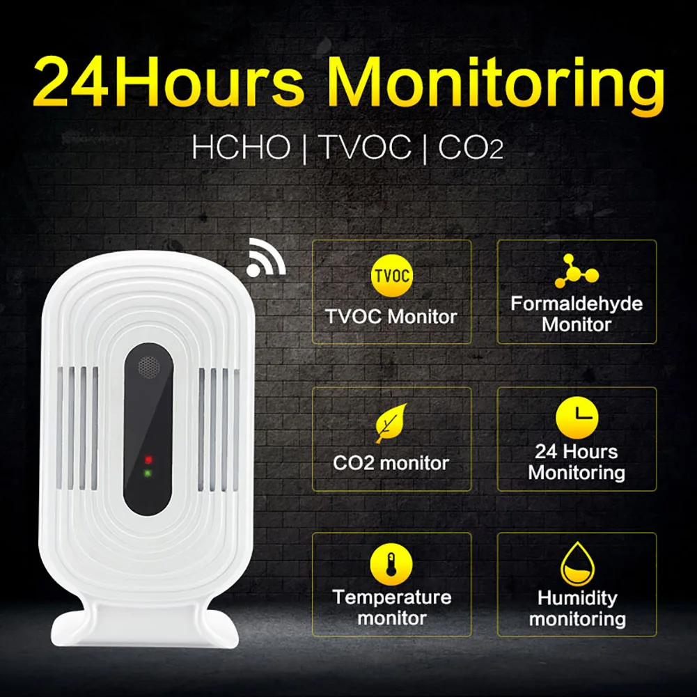 Умный Wi-Fi измеритель качества воздуха тестер CO2 HCHO TVOC PM2.5 метр детектор газа датчик температуры и влажности монитор Detecto