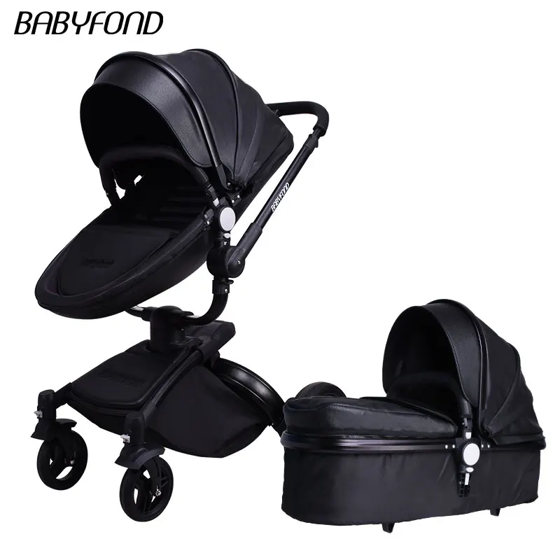 E Babyfond Роскошная детская коляска 2 в 1, европейская детская коляска s, брендовая детская коляска розового и черного цветов из искусственной кожи, удобная Высококачественная детская коляска - Цвет: E