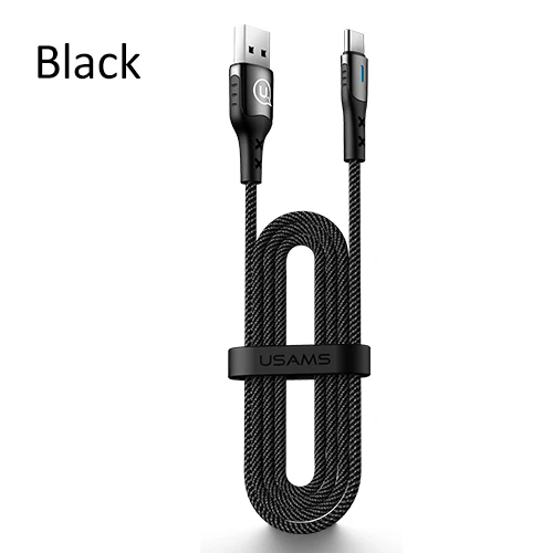Black USAMS Быстрая зарядка USB C кабель 5A Быстрая зарядка Type C кабель для Huawei P10 P20 P30 Mate 9 10 20 умный зарядный шнур Type-C кабель - Цвет: Black
