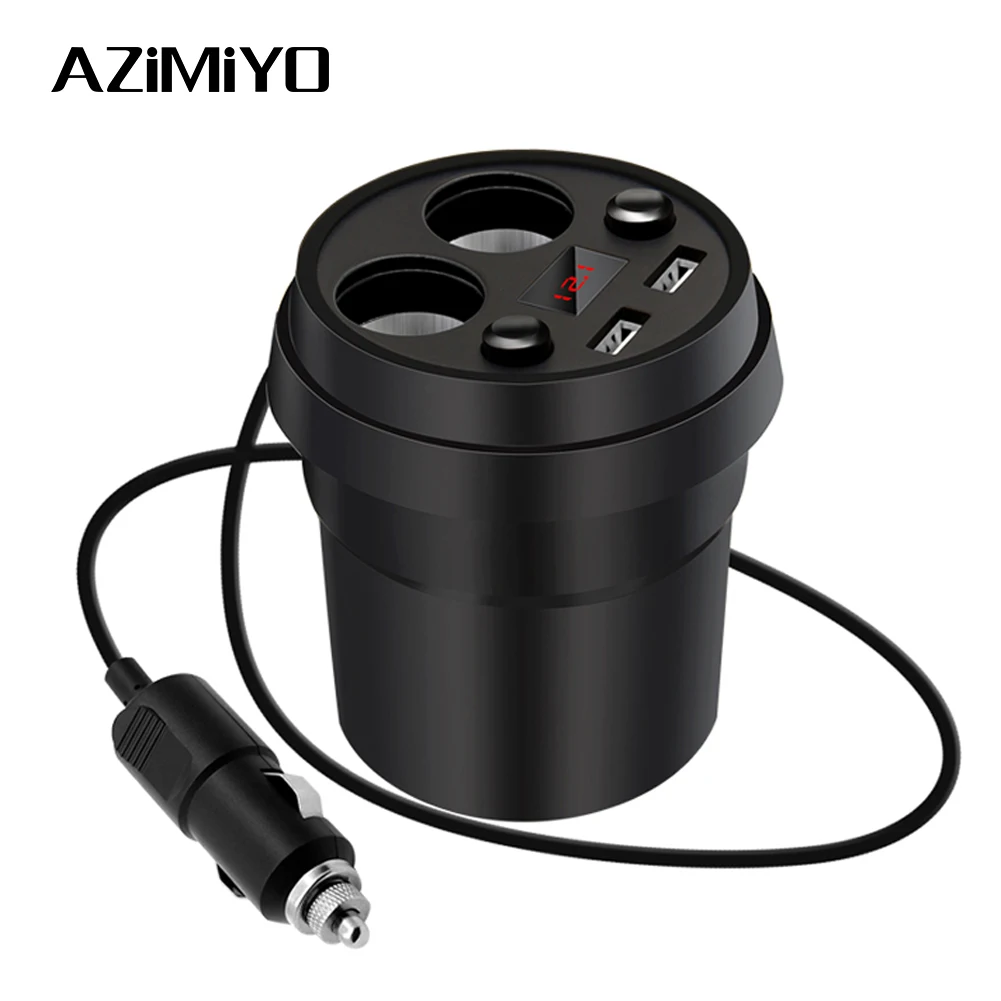AZiMiYO Dual USB Автомобильное зарядное устройство для Xiaomi iPhone автомобильное зарядное устройство с 2 гнездами прикуривателя для gps DVR зарядное устройство