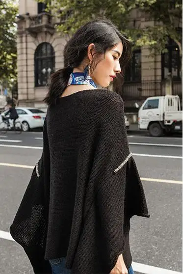 Шерстяной свитер свободного размера высокое качество рукав летучая мышь модный