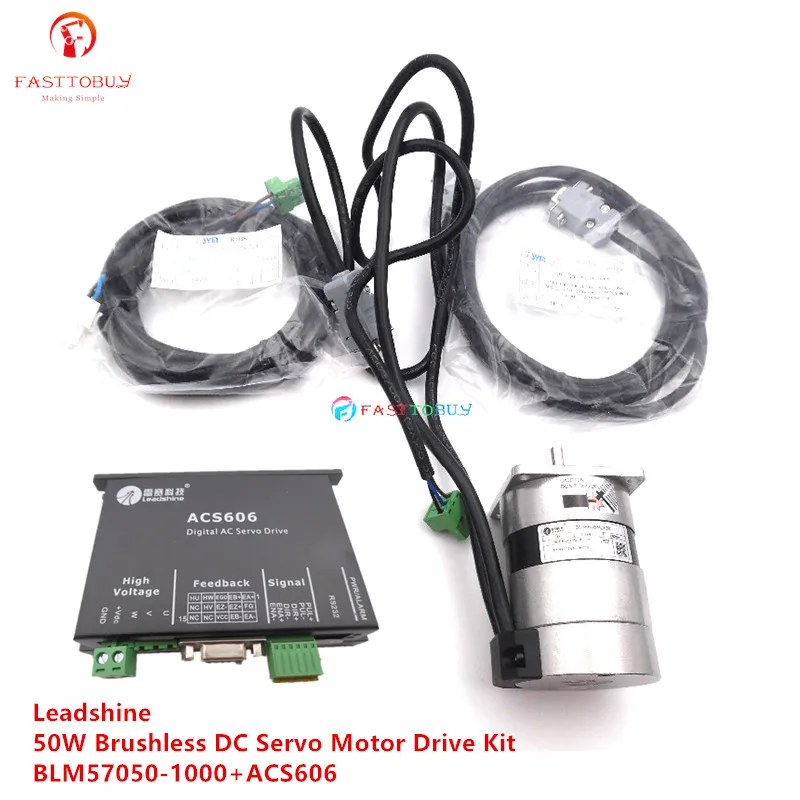 

Original New 50W Leadshine Brushless DC Servo Motor Drive Kit BLM57050-1000+ACS606 3A 24VDC 0.16NM 3000RPM Pulse Control