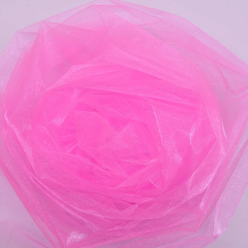 Pink 10 м* 48 см тюль рулон Хрустальная ткань органза тюль рулон катушки свадебное украшение день Рождения Вечеринка Дети душ сувениры Поставки - Цвет: Pink