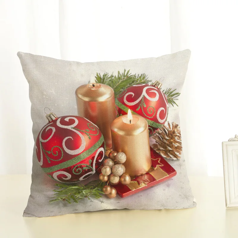 Merry Christmas Decorations for Home Square Linen Cover Cushion New Gift Decoration Pillowcase Ball Pattern | Дом и сад