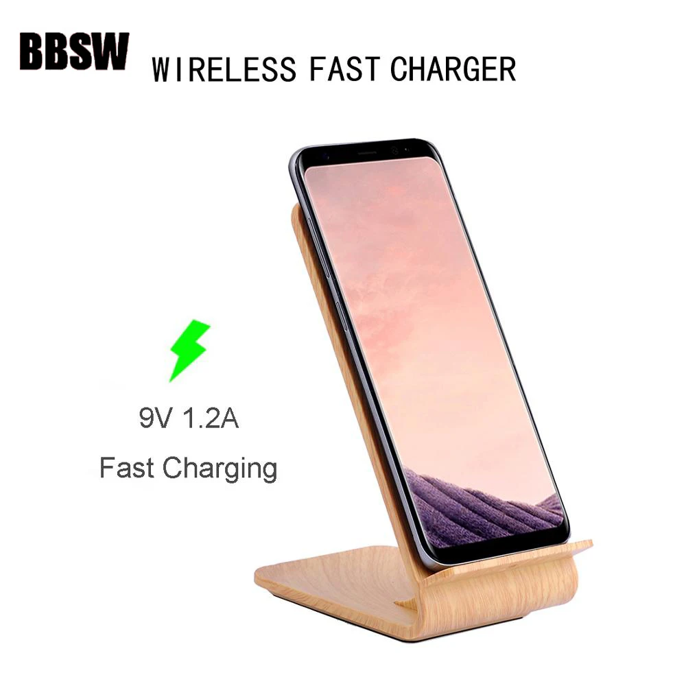 

BBSW 10W Vertical Wooden Qi Wireless Fast Charging Stand Quick Charger For SAMSUNG Note 8 5 S8 Plus S7 S6 Edge+ For iPhone X 8