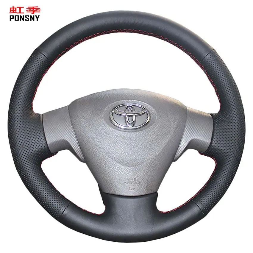 PONSNY черный чехол рулевого колеса автомобиля из искусственной кожи для Toyota Corolla 2009