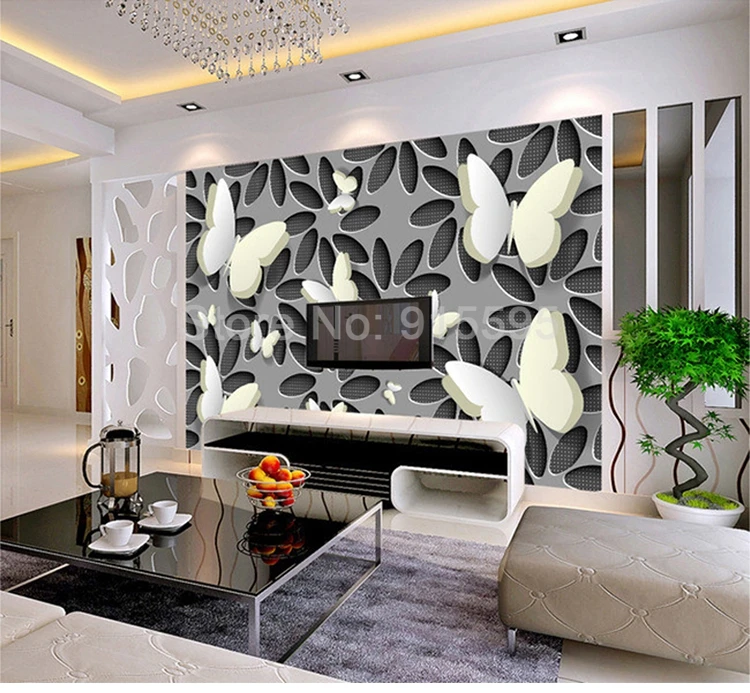 3D Stereoscopic Self-adhesive Butterfly Flower Sticker Mural Modern Living Room Sofa TV Background Decor Wallpaper Waterproof