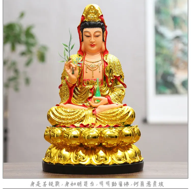 Guanyin Смола Материал китайских буддистов статуя Гуаньинь Будды: 12-фут домашное украшение храмов Тибетский короля Бодхисаттвы - Цвет: Guanyin