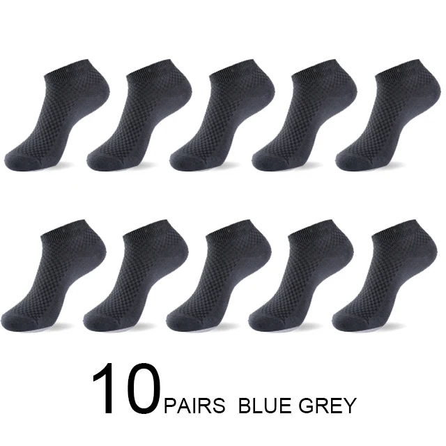 10PAIRS BLUE GREY MWZHH,, распродажа, весна-лето, дезодорирующие Мужские бамбуковые носки, 10 пар, Harajuku, брендовые счастливые мужские носки, Calcetines Hombre - Цвет: 10PAIRS BLUE GREY