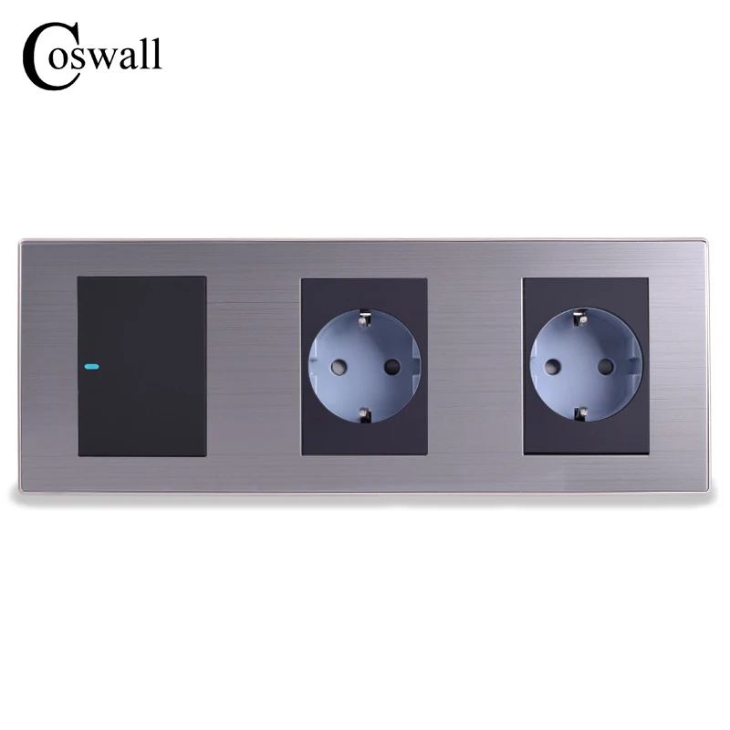 Coswall 16A стандарт ЕС настенная двойная розетка + 1 банда способ выключатель света с