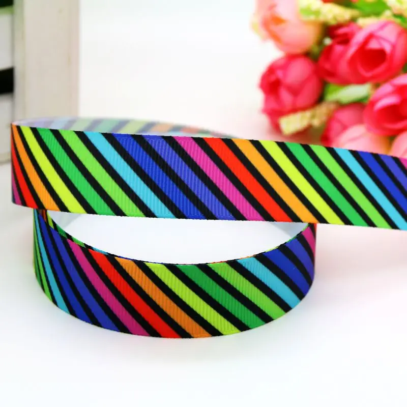 7/8 ''Бесплатная доставка Неоновые шеврон полосы в горошек grosgrain ленты