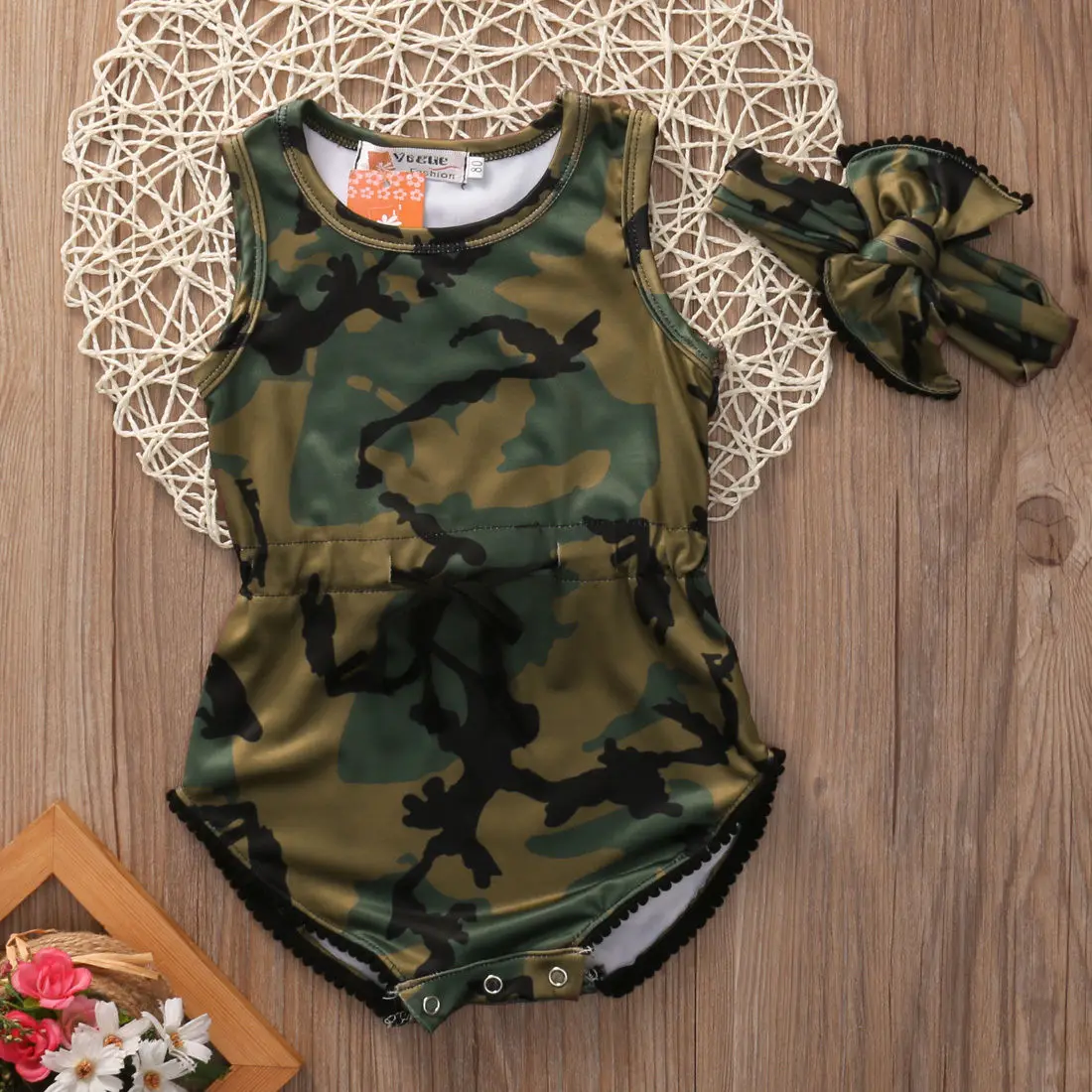 Лидер продаж 2017 Одежда для новорожденных девочек летний крутой камуфляжный