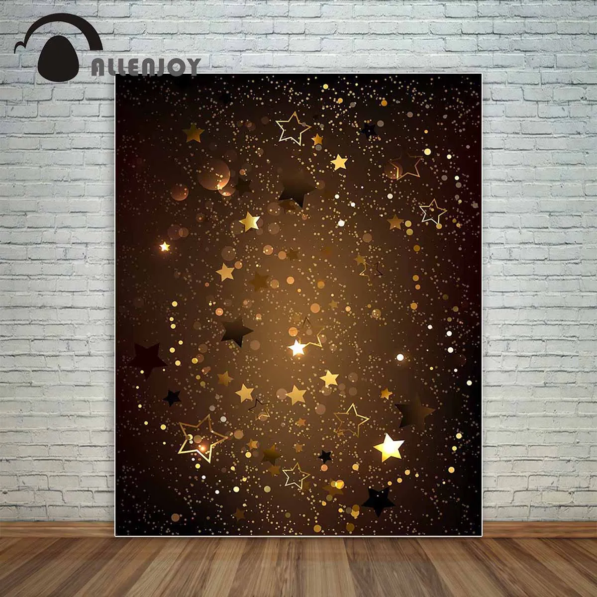 Allenjoy new arrival photo backdrop Dark brown textured gold shiny little stars christmas party photocall printed | Электроника