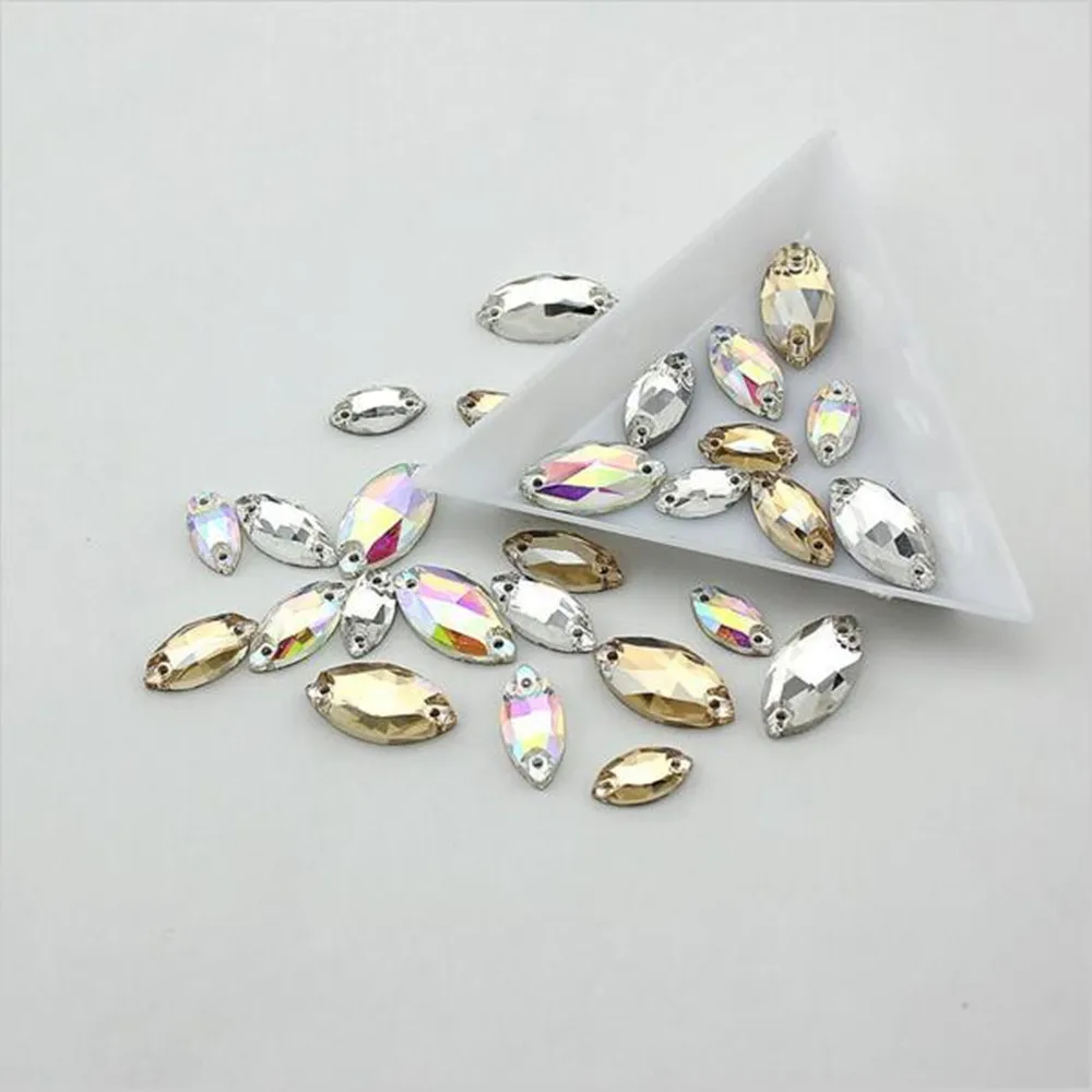 Стеклянные камни для шитья конский глаз 3 цвета на выбор 6x12 мм 7x15 9x18 одежды сумок