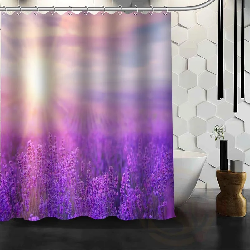 Лучший Хороший пользовательский фиолетовый Лавандовый душ занавеска для ванной