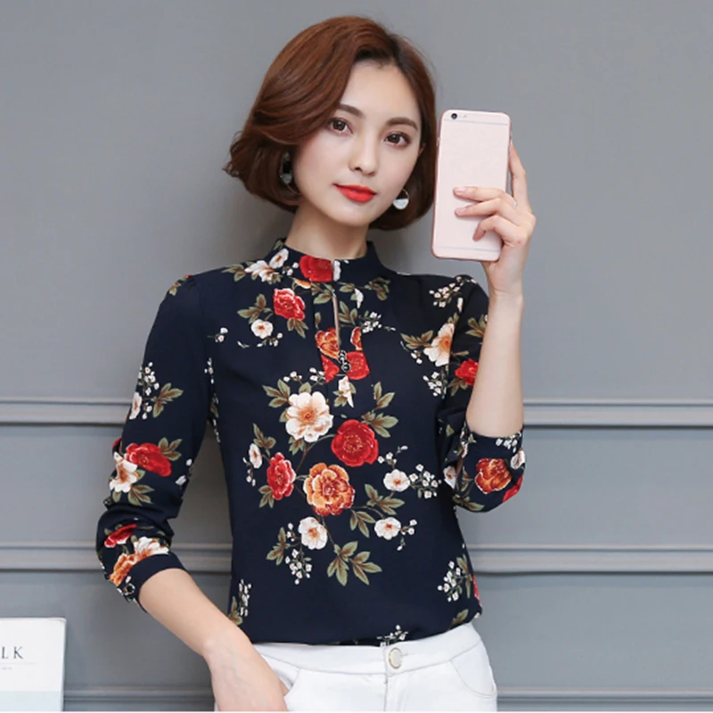 Женская шифоновая блузка с длинным рукавом в полоску принтом лето 2019 |