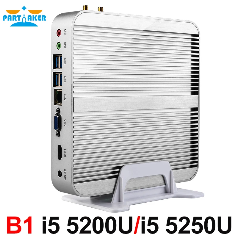 Мини ПК на Windows 10 с Core i5 5200U 5250U двухъядерный без вентилятора Nuc HTPC Intel HD Graphics 5500/6000 4K